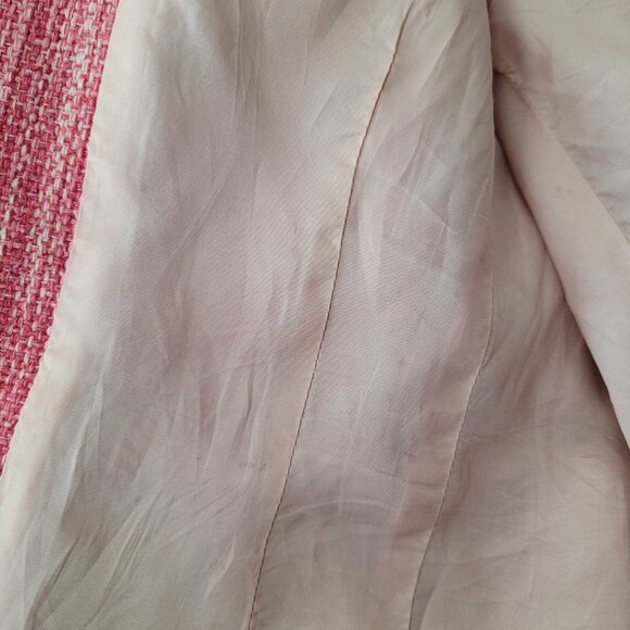 BCBGMaxAzria Silk Tweed Rosette Blazer Jacket SZ XS Pink - Picture 12 of 14